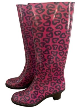 Marc By Marc Jacobs Red and Black Heart Rain Boots Made In Italy